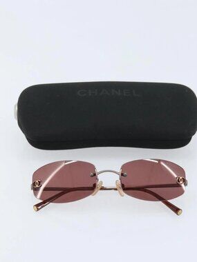 CHANEL Sunglasses plastic Red CC Auth ka2485